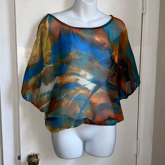 Ark & Co Tops - ARK & CO Sheer Dolman Sleeve Top-S